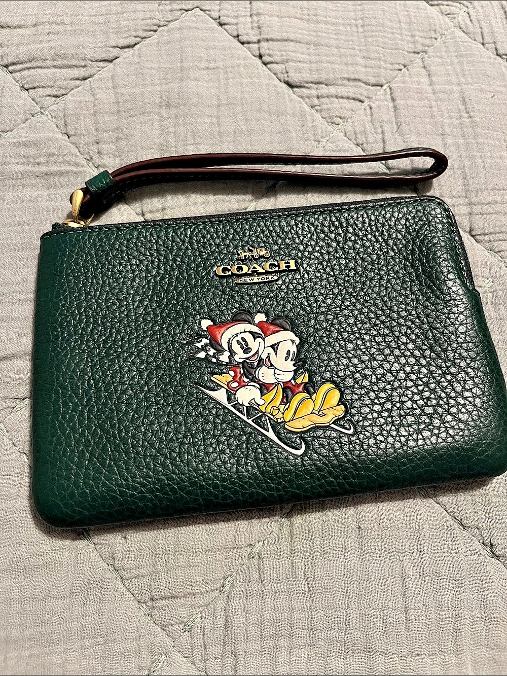 Coach Disney Mickey & Minnie Green Wristlet